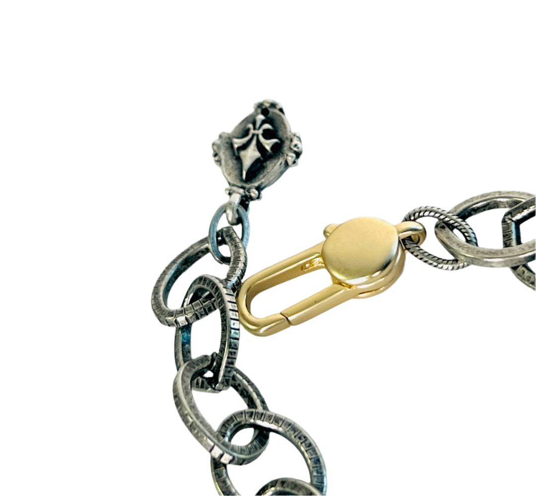 Wallace Silver and Gold Cross Bracelet