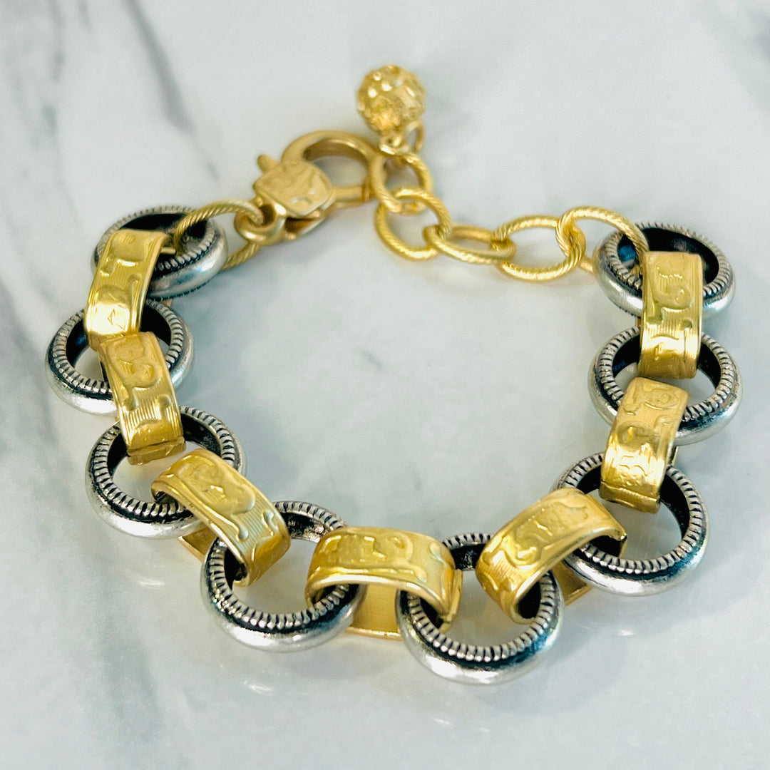 Bengal Silver and Gold Link Bracelet