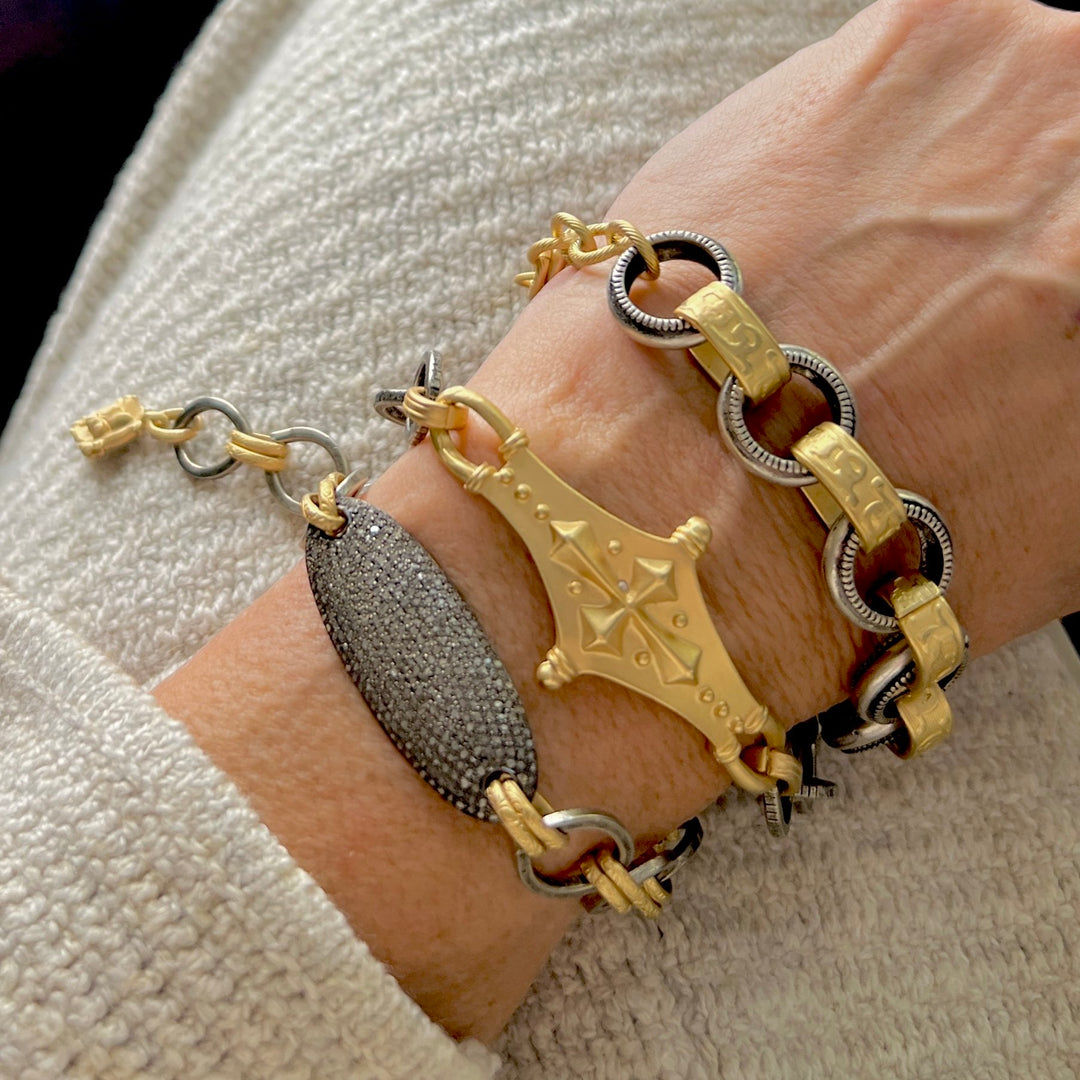 Wallace Silver and Gold Cross Bracelet