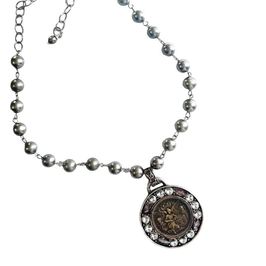 Skylar Silver Coin and Ball Chain  Necklace