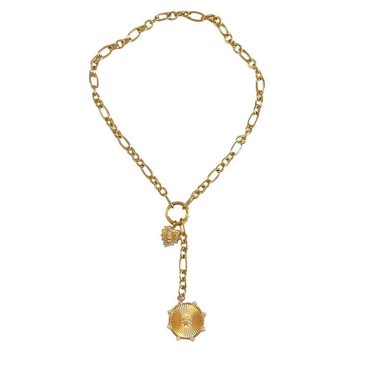 Jasmine Gold Star Compass and Heart Lariat Necklace