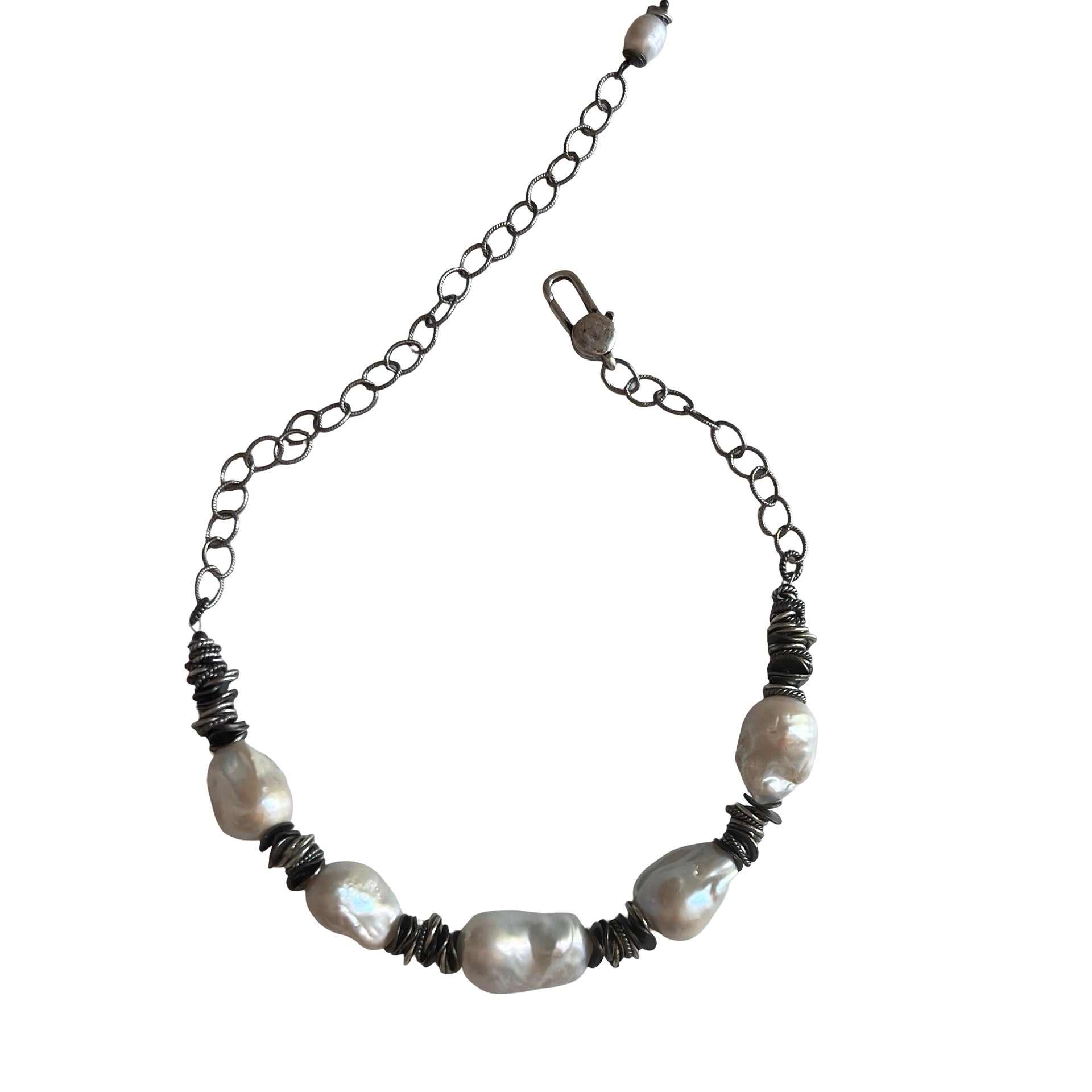Bastille Baroque Pearl Gunmetal Choker Necklace