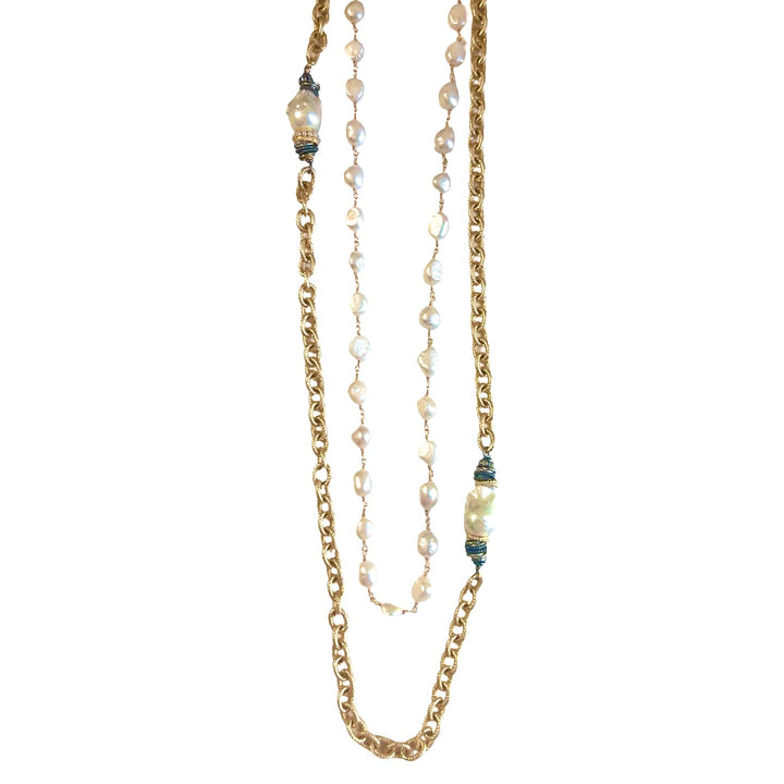 Paxton Gold and Freshwater Pearl Double Strand Necklace