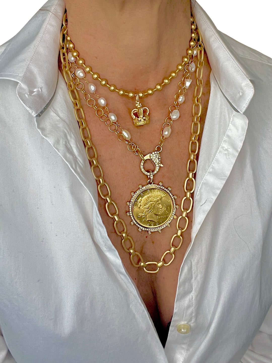 Gilded Lady Morgan Coin Pendant Necklace