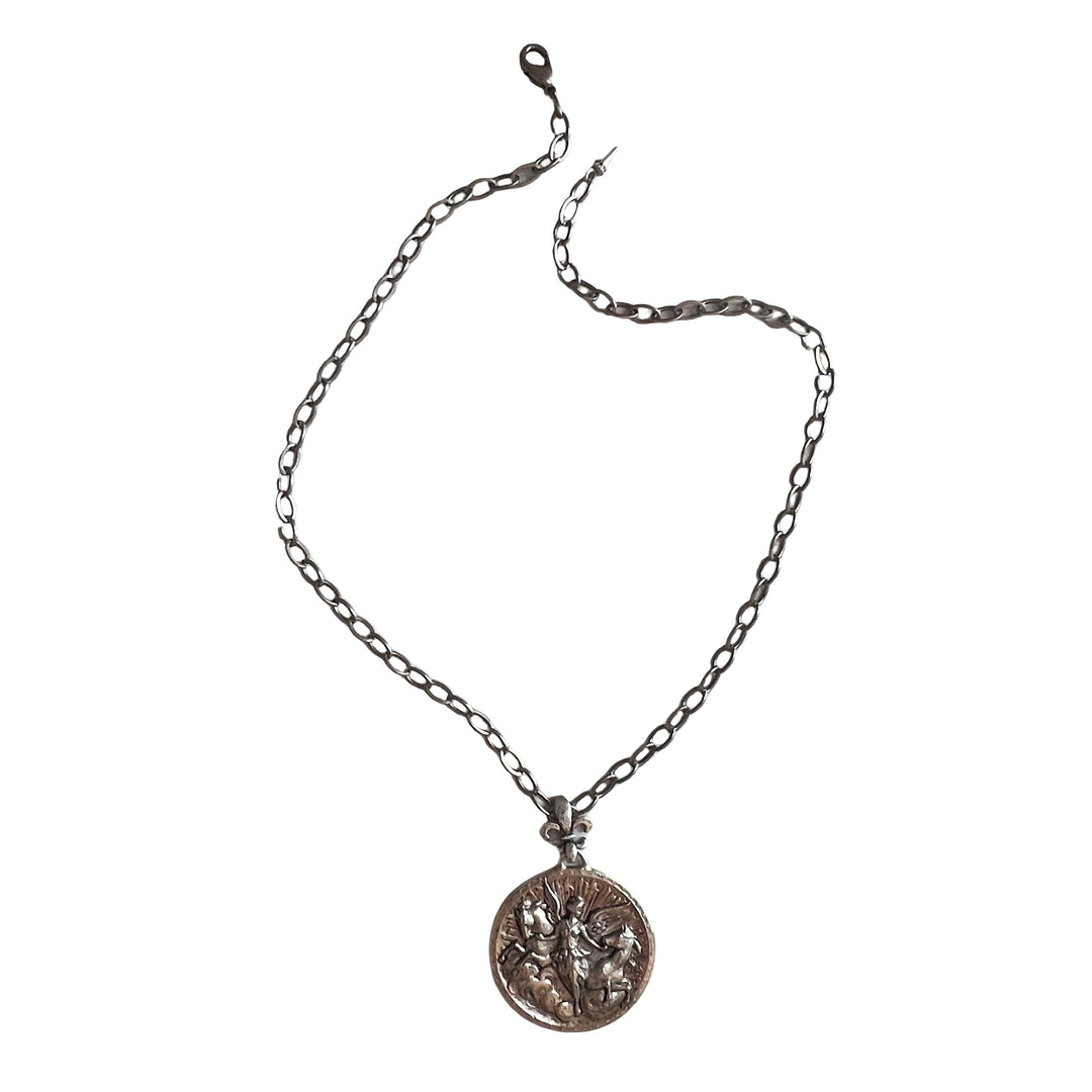 Gabrielle Silver Medal Pendant Necklace