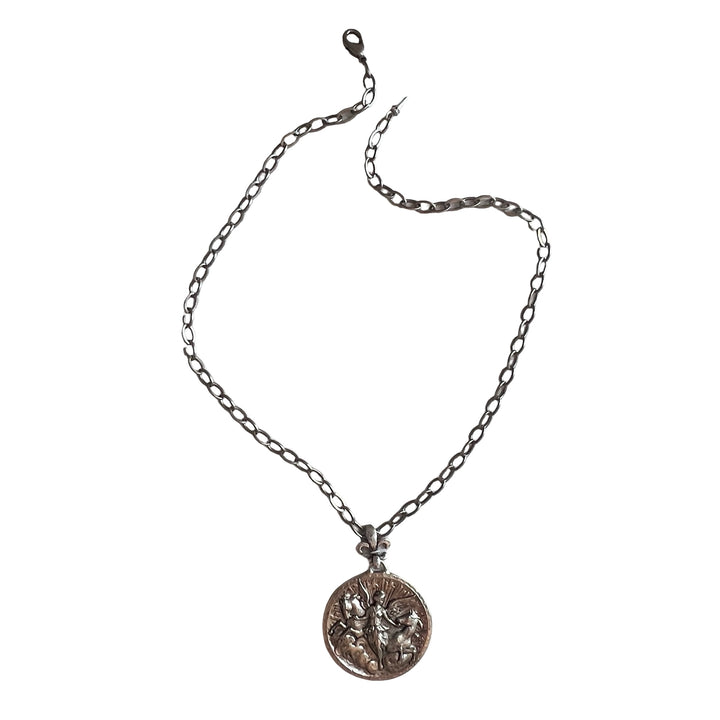 Gabrielle Silver Medal Pendant Necklace