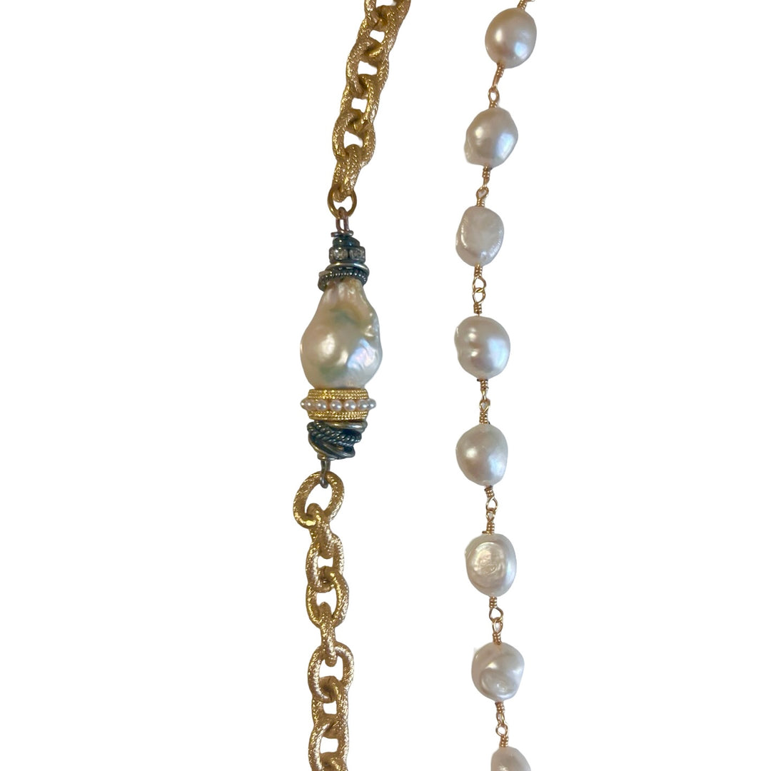 Paxton Gold and Freshwater Pearl Double Strand Necklace