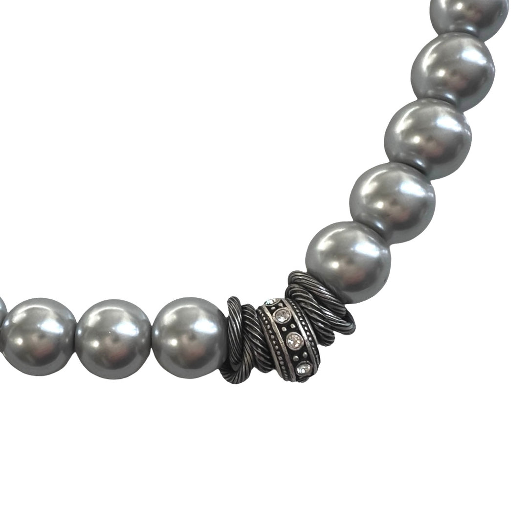 Caitlin Silver Vintage Czech Pearl Necklace