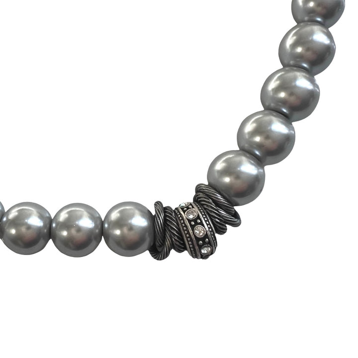 Caitlin Silver Vintage Czech Pearl Necklace