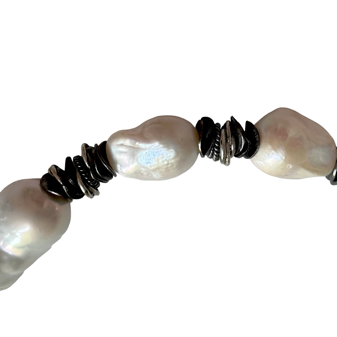 Bastille Baroque Pearl Gunmetal Choker Necklace