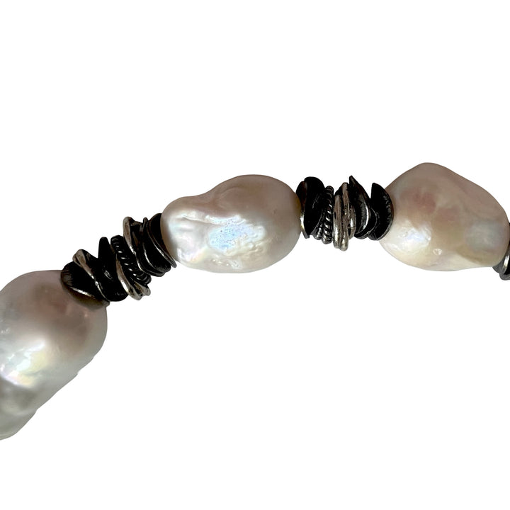 Bastille Baroque Pearl Gunmetal Choker Necklace