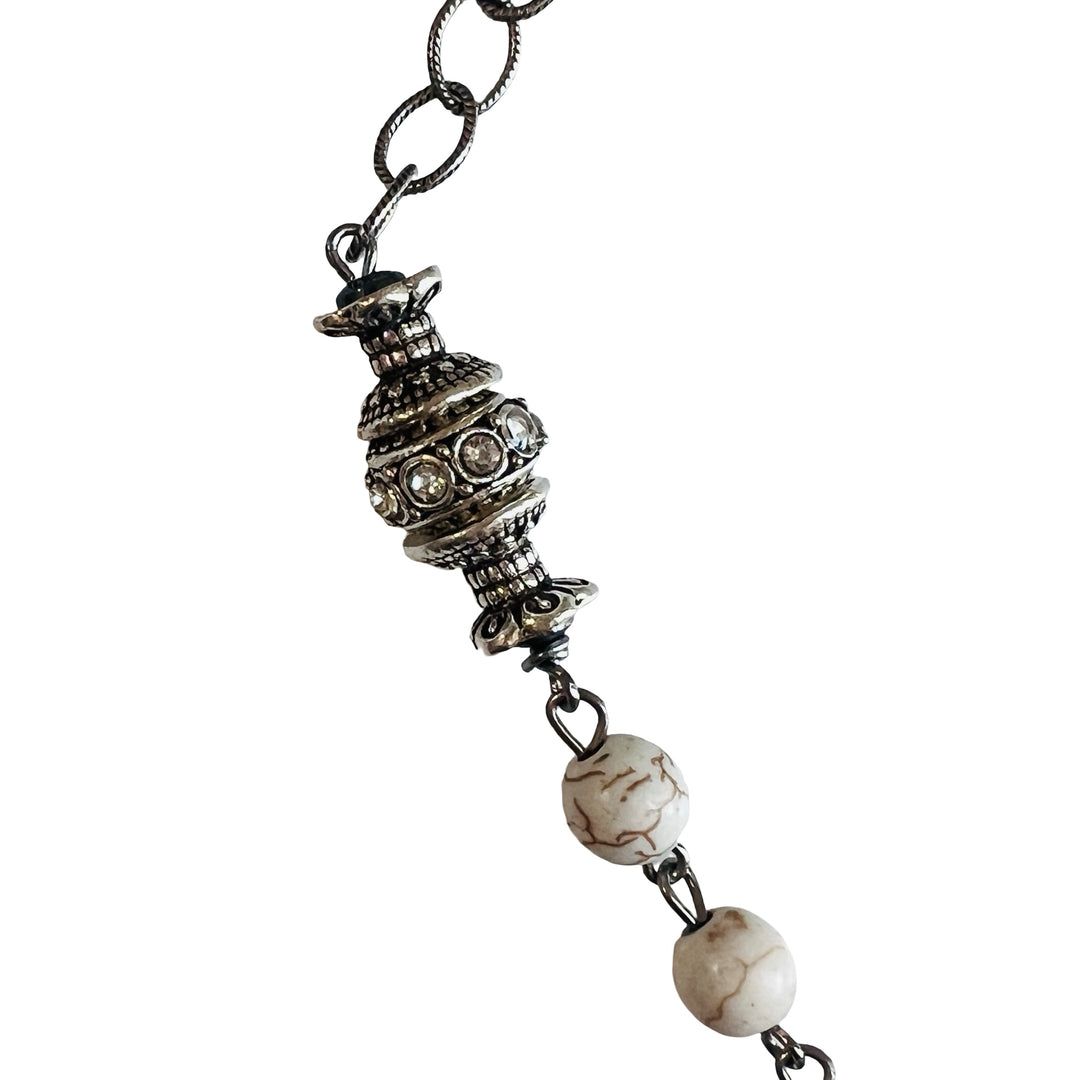 Silver and Howlite Ex-Voto Heart Necklace