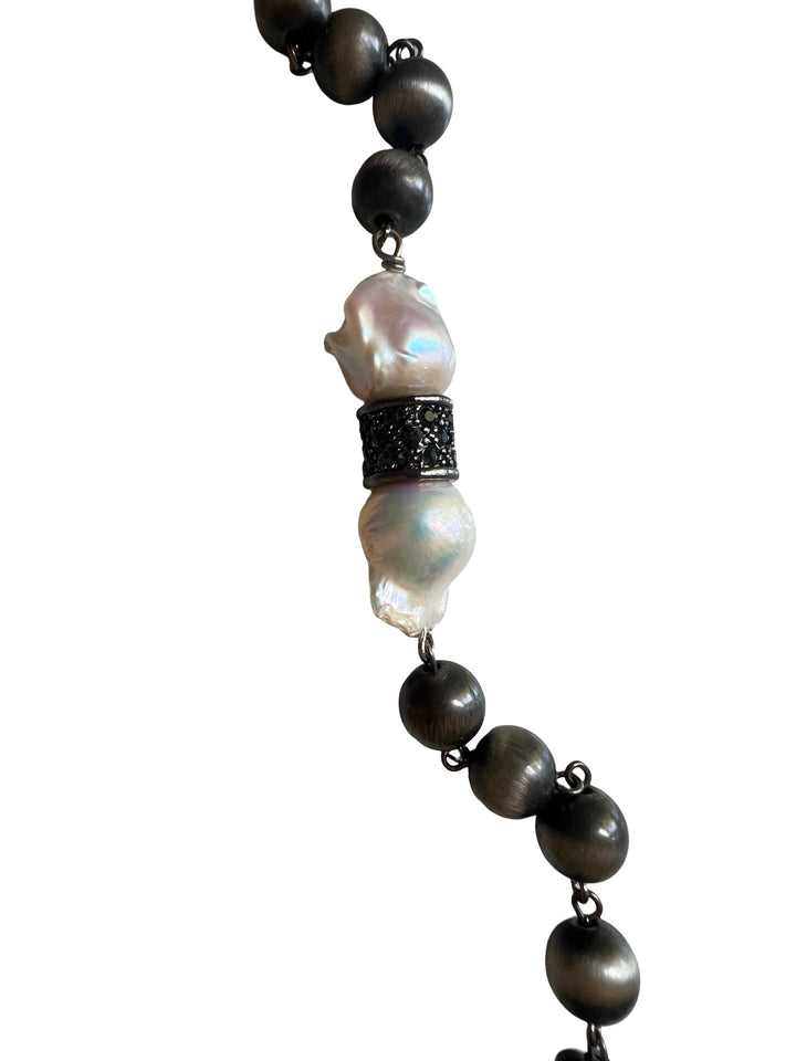 Page Long Gray and Baroque Pearl Necklace