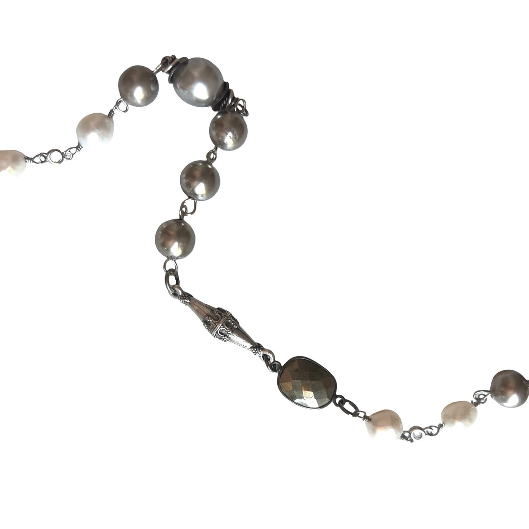 Storm Silver,  Freshwater Pearl Convertible Necklace