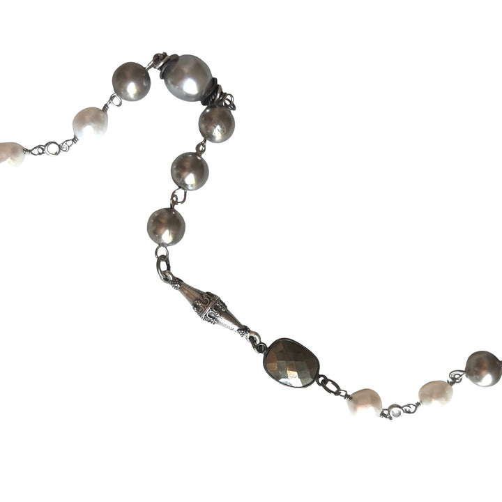Storm Silver,  Freshwater Pearl Convertible Necklace