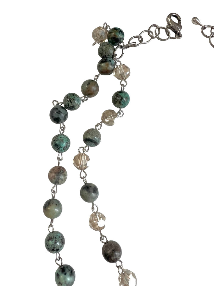 Reign African Turquoise  Beaded Regal Lion Necklace