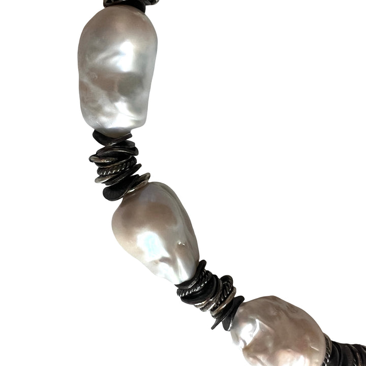 Bastille Baroque Pearl Gunmetal Choker Necklace