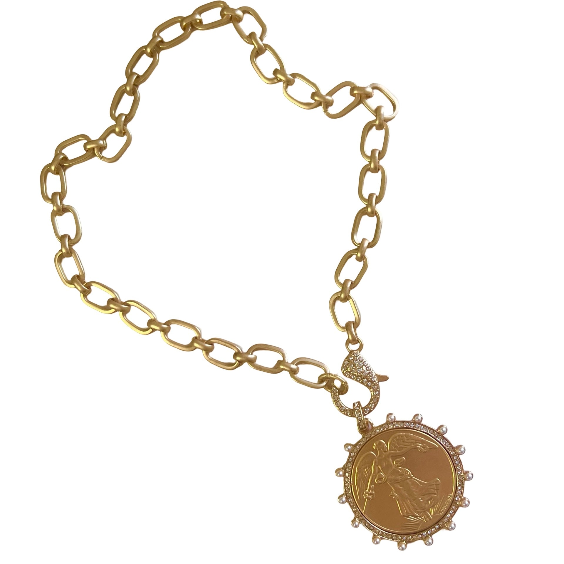 Gilded Lady Morgan Coin Pendant Necklace
