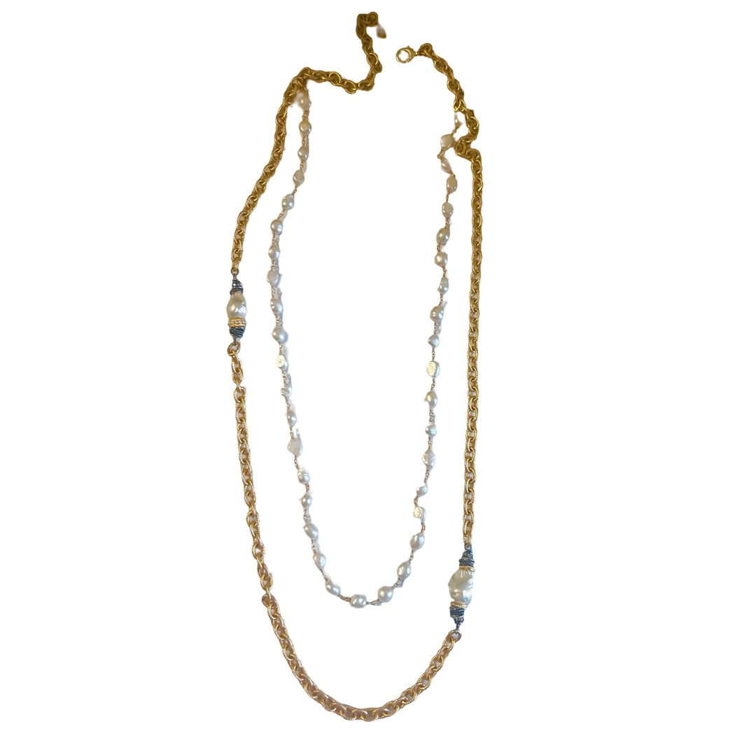 Paxton Gold and Freshwater Pearl Double Strand Necklace