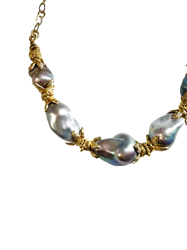 Bella Peacock Baroque Pearl Necklace Choker