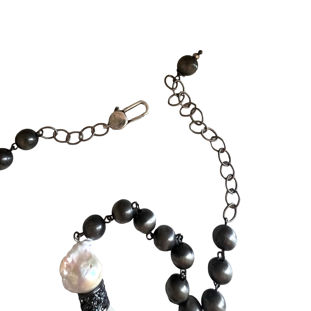 Page Long Gray and Baroque Pearl Necklace