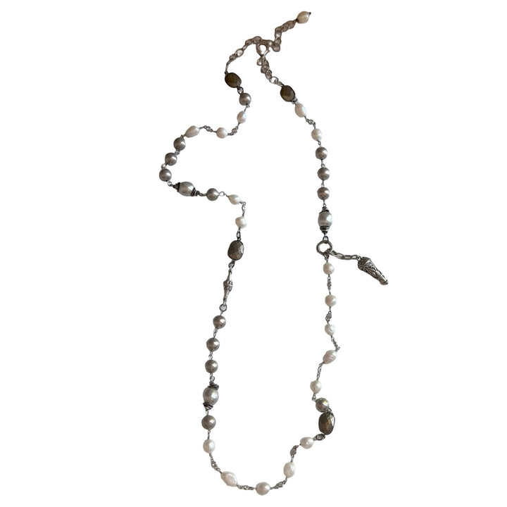 Storm Silver,  Freshwater Pearl Convertible Necklace