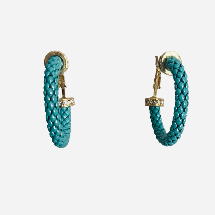 Turquoise Blue Textured Hoop Earrings